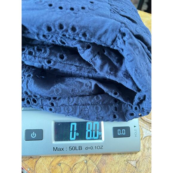 Boden Embroidered Knee Length Skirt 100% Cotton Navy Blue Sz 10 Zip Back Closure - Picture 4 of 7